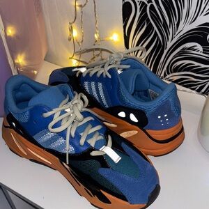 Yeezy Orange and Blue Sneakers with Chunky Midsole